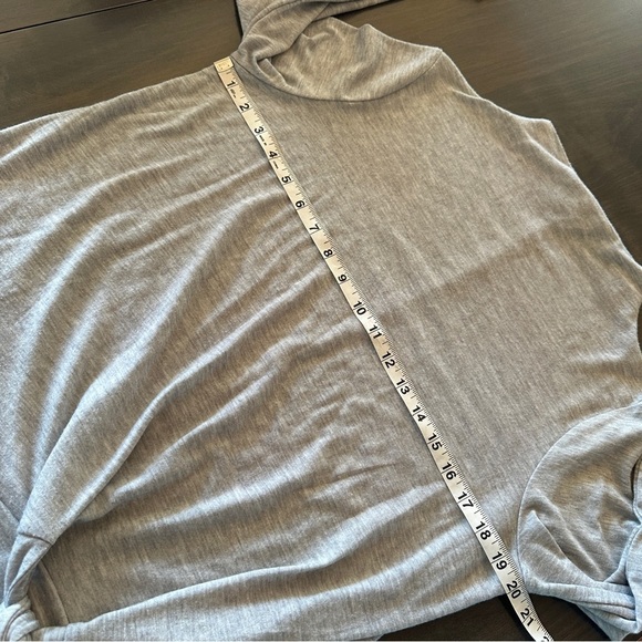 Loft Gray Mock Neck Long Sleeve Tie Front Top LP - Picture 8 of 9